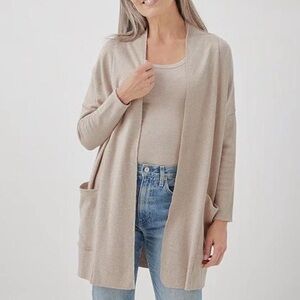 Pact Airplane Cardigan Size‎ L/XL Organic Cotton Neutral Cream Tan Staple